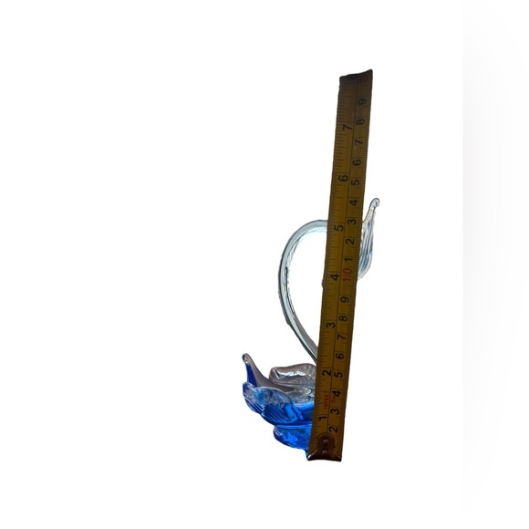 Vintage Murano? Blue And Clear Glass Bird Figurine Ring Holder - Picture 4 of 4